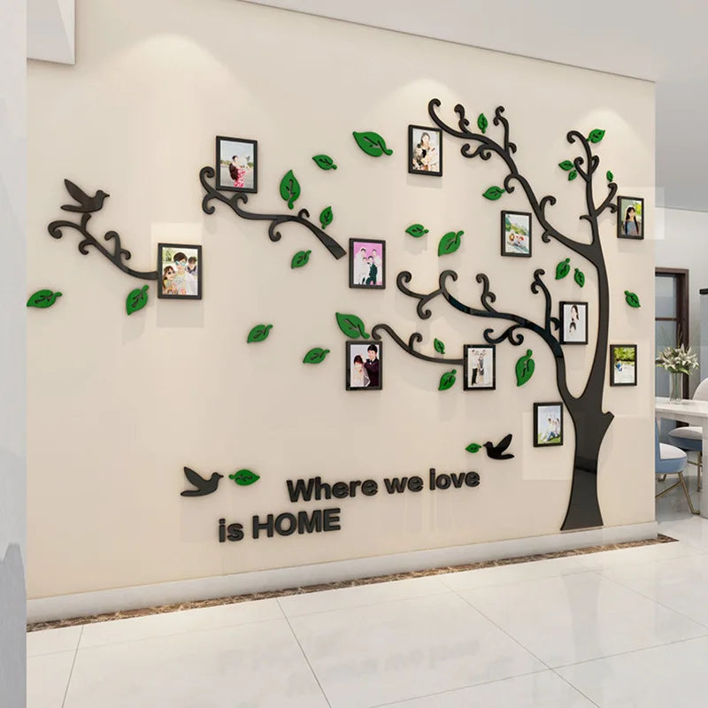 3D Acrylic Sticker Tree Mirror for Wall Decal DIY Photo Frame Family Photo Tree Branch PVC Wall Stickers Mural Art Home Decor