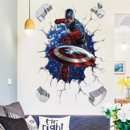 MINISO Captain America's Shield Through Wall Stickers For Kids Rooms Toilet Decor The Avengers Wall Decals Art PVC Mural Posters