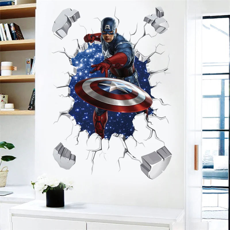 MINISO Captain America's Shield Through Wall Stickers For Kids Rooms Toilet Decor The Avengers Wall Decals Art PVC Mural Posters