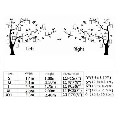 3D Acrylic Sticker Tree Mirror for Wall Decal DIY Photo Frame Family Photo Tree Branch PVC Wall Stickers Mural Art Home Decor