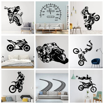 Creative Road And Motorcycle Art Vinyl Wall Stickers For Living Room Bedroom Kids Room Home Decoration Sticker Mural WallPaper