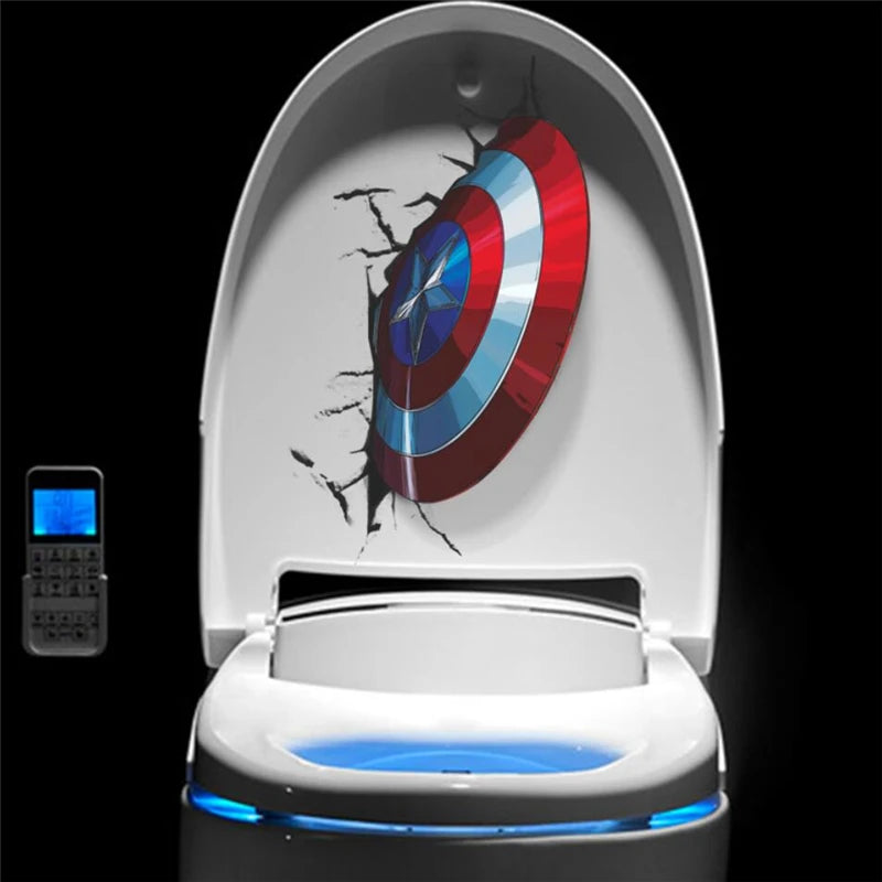 MINISO Captain America's Shield Through Wall Stickers For Kids Rooms Toilet Decor The Avengers Wall Decals Art PVC Mural Posters