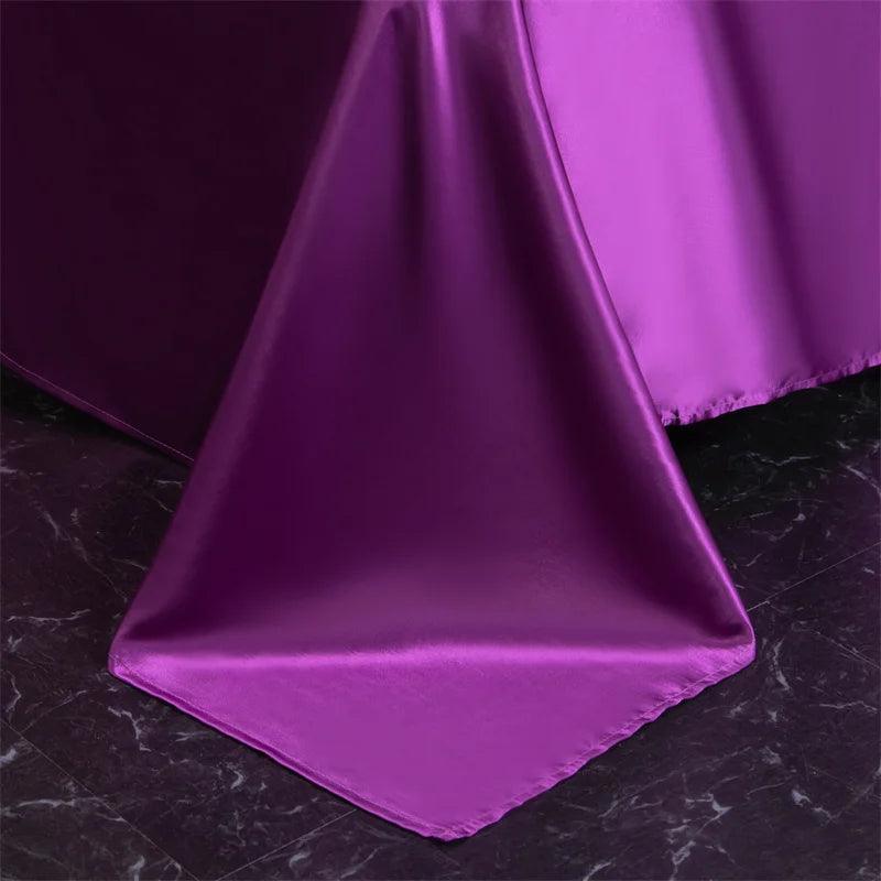 Luxury Flat Sheet Solid Color Satin Bed Sheet Soft Comfortable Bedsheet High-End Bedclothes Sheet - Heavenly Home Linens