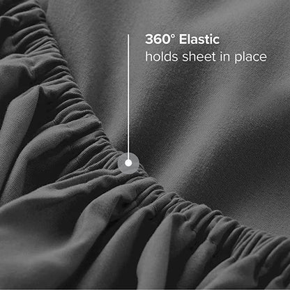 100% Cotton Fitted Bed Sheet Solid Color Mattress Cover with Elastic Band Non-Slip Adjustable Bedsheet for Double Queen King Bed - Heavenly Home Linens