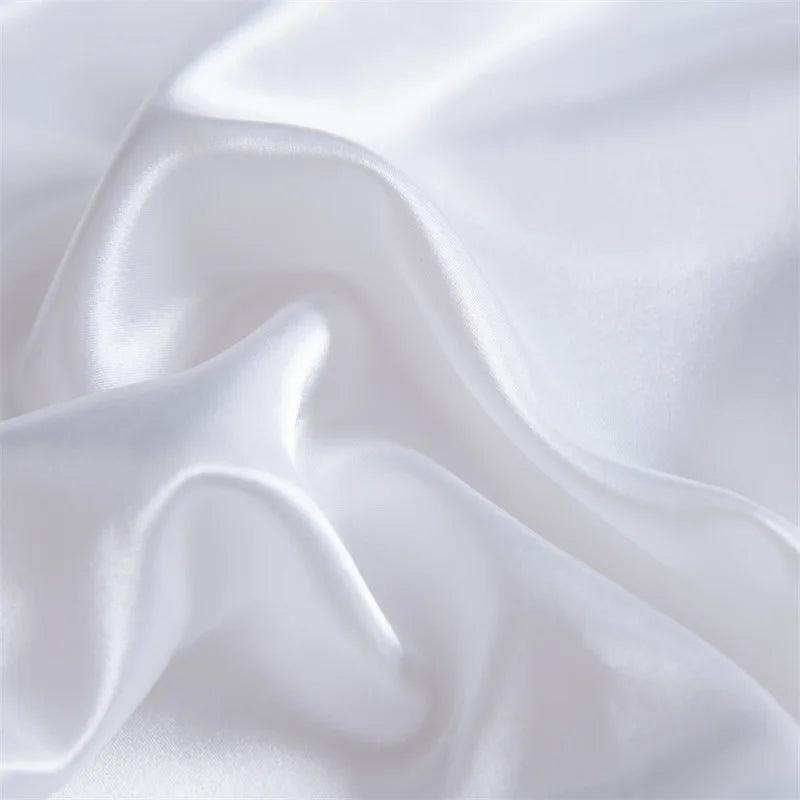 High-End Solid Color Fitted Sheet Luxury Satin Mattress Cover With Elastic Band Bedsheet Bedding Fit Sheet - Heavenly Home Linens