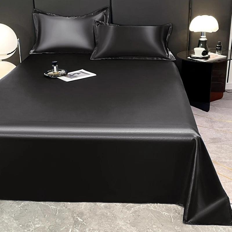 Luxury Satin Flat Sheet, Solid Color Bedsheet, Soft, Comfortable, Single, Double, Twin, King Size Bedding 230x250cm/180x230cm - Heavenly Home Linens