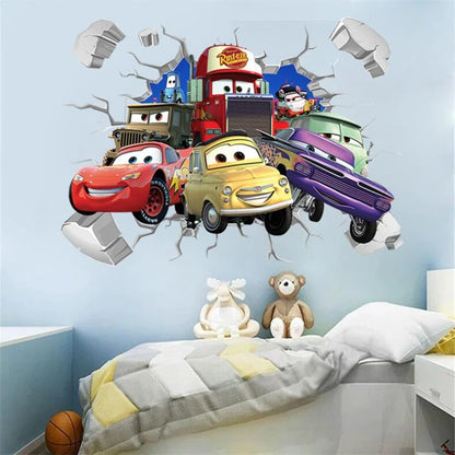 Disney Cartoon Cars Lighting McQueen 3D Wall Sticke s For Kids Room Home Bedroom PVC Decor Cartoon Movie Mural Art Decals