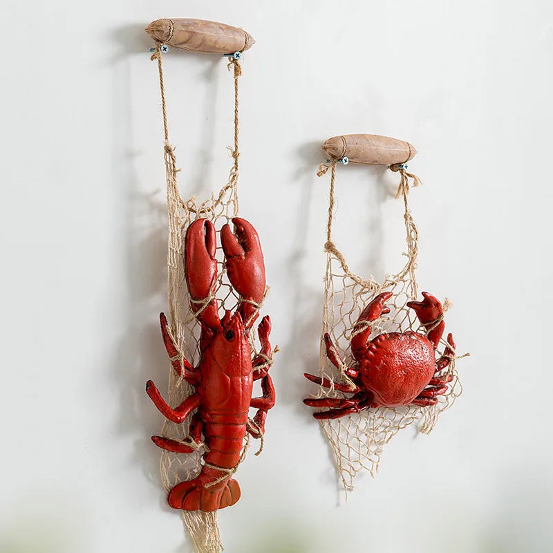 Mediterranean Style Seafood Model Decor Simulation Lobster Crab Ornaments Restaurant Hanging pendant Decoration Home Accessories