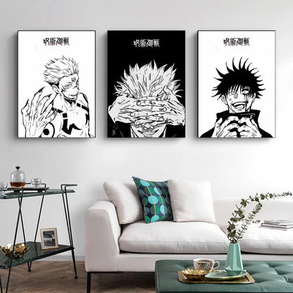 Japanese Abstract Jujutsu Kaisen Posters Anime Wall Art Kinji Hakari Pictures Satoru Gojo Manga Canvas Painting Home Room Decor