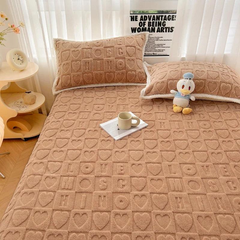 Thickened Plush Mattress Cover Warm Soft Milk Velvet Bed Fitted Sheet Double King Queen Size Bedsheet Mattress Protection Cover - Heavenly Home Linens