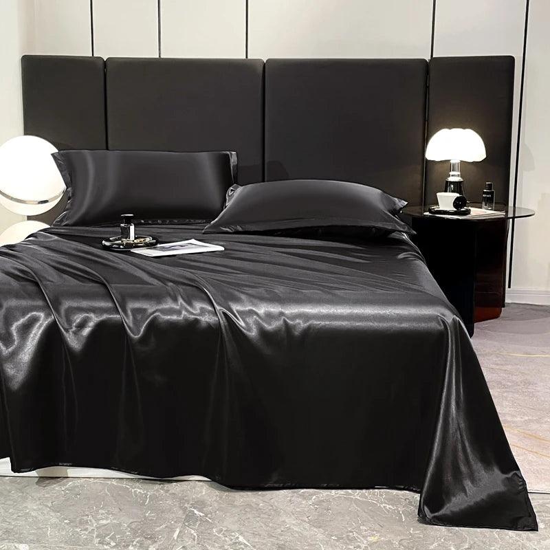 Luxury Satin Flat Sheet, Solid Color Bedsheet, Soft, Comfortable, Single, Double, Twin, King Size Bedding 230x250cm/180x230cm - Heavenly Home Linens