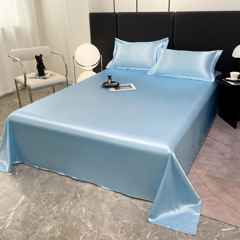 High End Rayon Queen Size Bed Sheet Set Luxury Solid Satin Silky Bedsheet Set High Quality Single Double Sheets and Pillowcase - Heavenly Home Linens