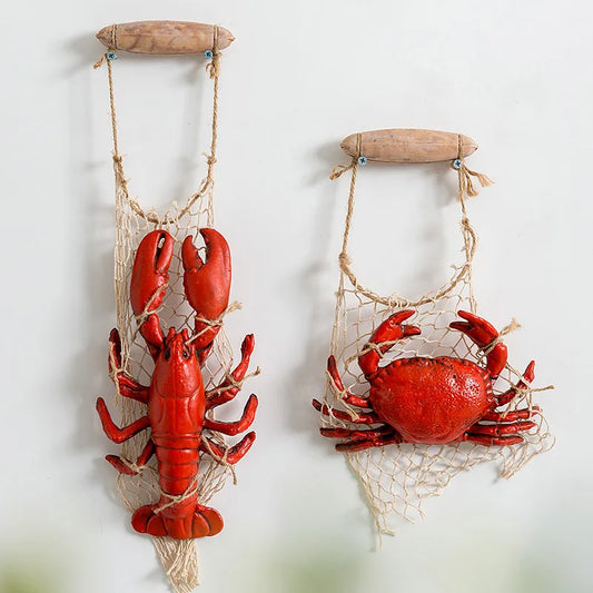 Mediterranean Style Seafood Model Decor Simulation Lobster Crab Ornaments Restaurant Hanging pendant Decoration Home Accessories