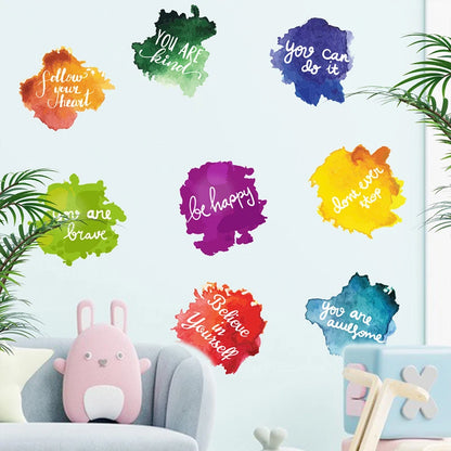 1Set Slogan Graphic Wall Sticker Follow You Heat Colorful Letter Wallpaper Inspirational English Wall Decal Wall Art Waterproof