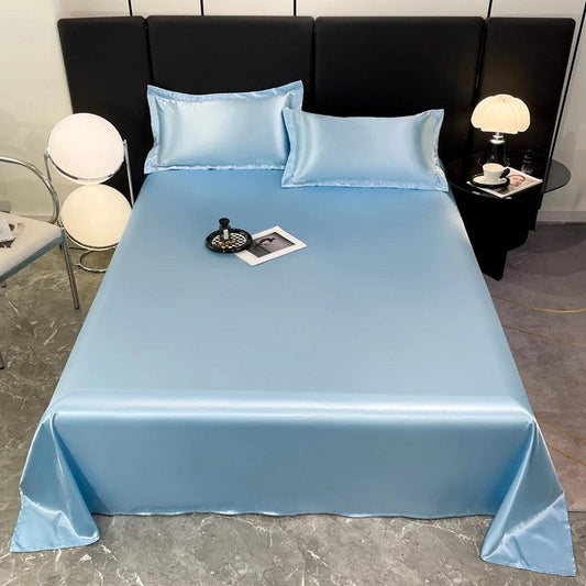 High End Rayon Queen Size Bed Sheet Set Luxury Solid Satin Silky Bedsheet Set High Quality Single Double Sheets and Pillowcase - Heavenly Home Linens