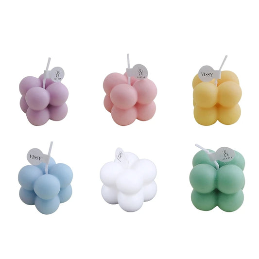 Small Scented Candle Mini Cube Bubble Shaped Wax Candles for Home Bedroom Wedding Festival Party Decoration