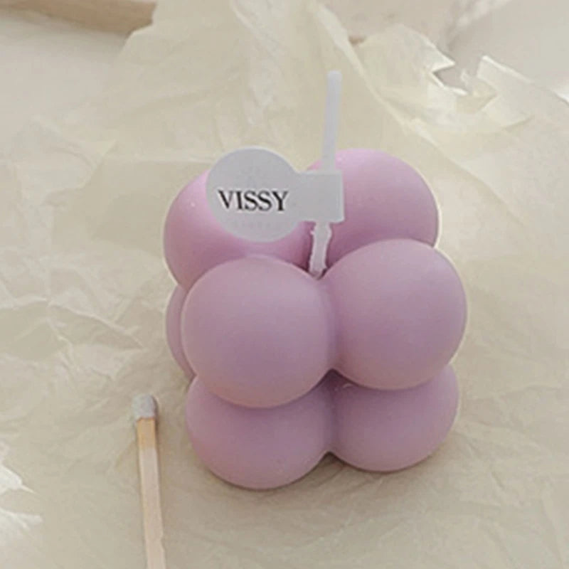 Small Scented Candle Mini Cube Bubble Shaped Wax Candles for Home Bedroom Wedding Festival Party Decoration