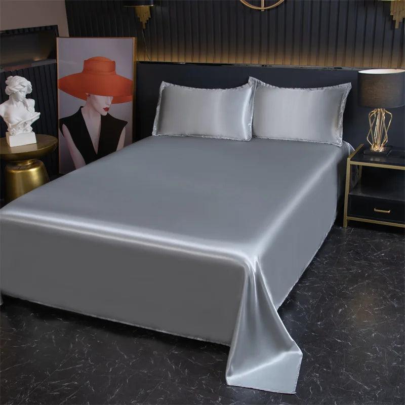 Luxury Flat Sheet Solid Color Satin Bed Sheet Soft Comfortable Bedsheet High-End Bedclothes Sheet - Heavenly Home Linens